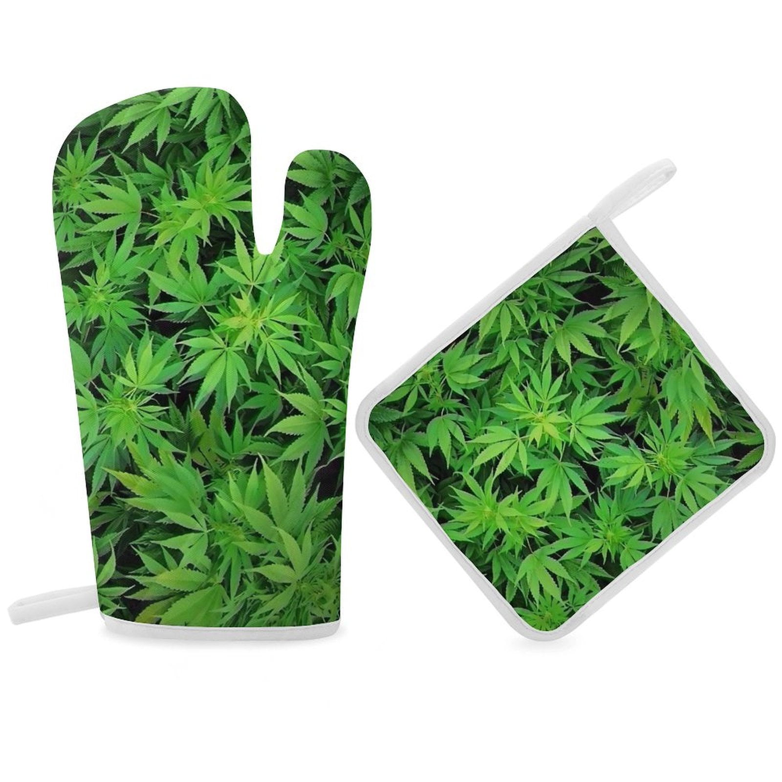 Leaves, Bud, Leaf, Tree Oven Gloves And Pots Stand Set Oven Gloves And ...