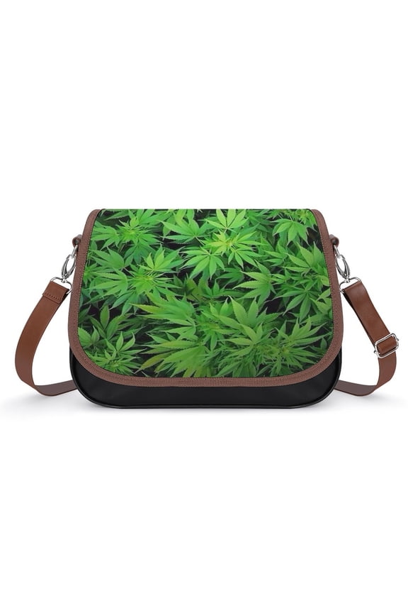 Leaves, Bud, Leaf, Tree Vintage Crossbody Bag for Women Medium Leather Hobo Bags Shoulder Bag Classic City Leather Satchels