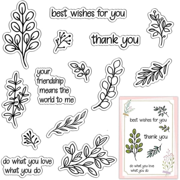 Leaves Clear Stamps Plant Branch Silicone Stamp Seal Transparent Silicone Stamps for Journaling Card Making DIY Scrapbooking Handmade Photo Album Notebook Decor for DIY