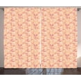 thumbnail image 1 of Leaves Curtains 2 Panels Set, Abstract Nature Inspired Composition with Doodle Style Foliage Dotted Design, Window Drapes for Living Room Bedroom, 108W X 63L Inches, Peach Violet White, by Ambesonne, 1 of 3
