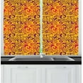 thumbnail image 1 of Leaves Curtains 2 Panels Set, Antique Swirled Foliage with Ombre Effect Vintage Curlicues, Window Drapes for Living Room Bedroom, 55W X 39L Inches, Earth Yellow Purple and Magenta, by Ambesonne, 1 of 2