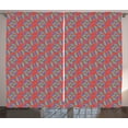 thumbnail image 1 of Leaves Curtains 2 Panels Set, Foliage Swirl and Dots Ornamental Wedding Theme Romantic Pattern, Window Drapes for Living Room Bedroom, 108W X 84L Inches, Vemilion Sea Green Blue Violet, by Ambesonne, 1 of 3