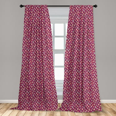 Leaves Curtains 2 Panels Set, Leafage with Various Colorful Pattern 4 Seasons Nature Illustration, Window Drapes for Living Room Bedroom, 56"W X 63"L, Multicolor, by Ambesonne