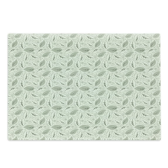 Leaves Cutting Board, Floral Vintage Ornamental Flourishing Nature Illustration Retro Swirls Antique, Decorative Tempered Glass Cutting and Serving Board, Large Size, Cream Sage Green, by Ambesonne