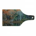 thumbnail image 1 of Leaves Cutting Board, Forest with Tree Reflections over the Lake Rural Forest Scenic Nature Concept, Tempered Glass Cutting and Serving Board, Wine Bottle Shape, Brown and Red, by Ambesonne, 1 of 1