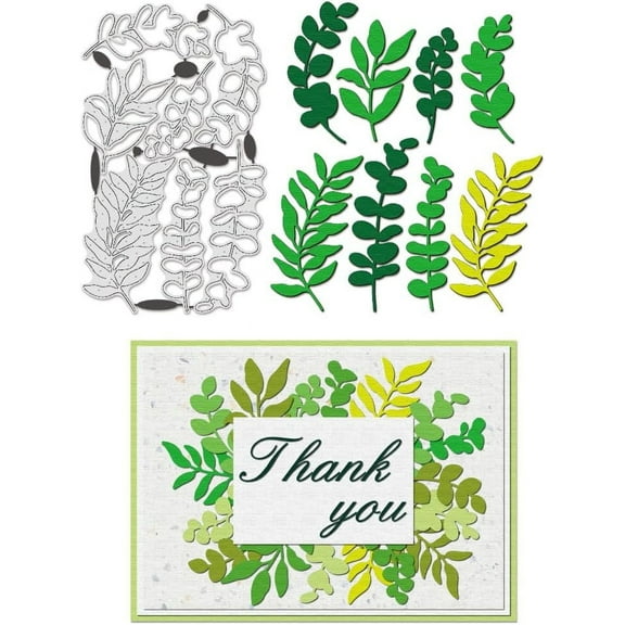 Leaves Cutting Dies Carbon Steel Template Metal Embossing Stencils Die Cuts for Card Making Decoration DIY Scrapbooking Album Craft Home Decor Stainless Steel Color