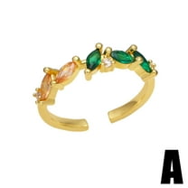 Leaves Design Ring Adjustable Zircon Copper Jewelry Elegant Unique Fashion Accessory For Her EverydayWear Gift