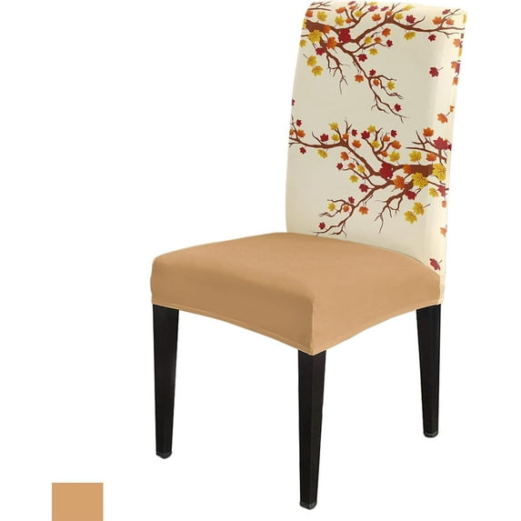 Leaves Dining Chair Cover Set of 6, Autumn Theme Branch Fall Leaf Stretch Chair Protectors Slipcover, Spandex Kitchen Chair Seat Back Cushion Slip Cover for Dining Room, Party, Hotel, Ceremony