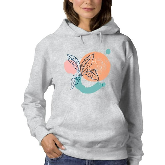 Leaves Dots Contemporary Modern Hoodie Women -Image by Shutterstock, Female 4X-Large