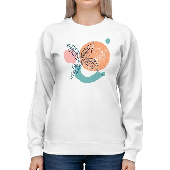 Leaves Dots Contemporary Modern Sweatshirt Women -Image by Shutterstock, Female Small