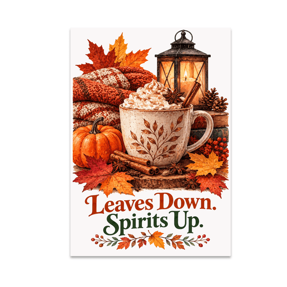Leaves Down Spirits Up - Fall Decor Enthusiast - 13x19 Poster Print
