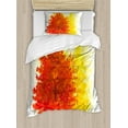 thumbnail image 1 of Leaves Duvet Cover Set, 2 Different Fall Tree in Distinctive Color in Watercolors Design Woodland Boho, Decorative 2 Piece Bedding Set with 1 Pillow Shams, Twin Size, Yellow Orange, by Ambesonne, 1 of 3
