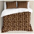 thumbnail image 1 of Leaves Duvet Cover Set, Autumn Leaves Pattern in Earth Tones, Decorative 3 Piece Bedding Set with 2 Pillow Shams, Calking Size, Cocoa Champagne, by Ambesonne, 1 of 3