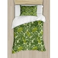 thumbnail image 1 of Leaves Duvet Cover Set, Continuous Nature Exotic Forest Monstera Leaf Silhouettes Illustration, Decorative 2 Piece Bedding Set with 1 Pillow Shams, Twin Size, Pastel Green Multicolor, by Ambesonne, 1 of 3