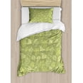 thumbnail image 1 of Leaves Duvet Cover Set, Demonstration of Various Plantation Leafy Items in Tones of Green Olive Green, Decorative 2 Piece Bedding Set with 1 Pillow Shams, Twin Size, Green Pale Green, by Ambesonne, 1 of 3