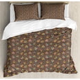 thumbnail image 1 of Leaves Duvet Cover Set, Different Shapes and Colorful Stripes Vintage and Floral Feels, Decorative 3 Piece Bedding Set with 2 Pillow Shams, King Size, Taupe and Multicolor, by Ambesonne, 1 of 3