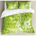 thumbnail image 1 of Leaves Duvet Cover Set, Fresh Summer Branches Leaves of a Tree Epic View from the Ground Growth Botanical Picture, Decorative 3 Piece Bedding Set with 2 Pillow Shams, King Size, Green, by Ambesonne, 1 of 3