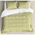 thumbnail image 1 of Leaves Duvet Cover Set, Print of Natural Themed Repetitive Leafy Ornaments in Different Shapes, Decorative 3 Piece Bedding Set with 2 Pillow Shams, King Size, Khaki and Pale Ruby, by Ambesonne, 1 of 3