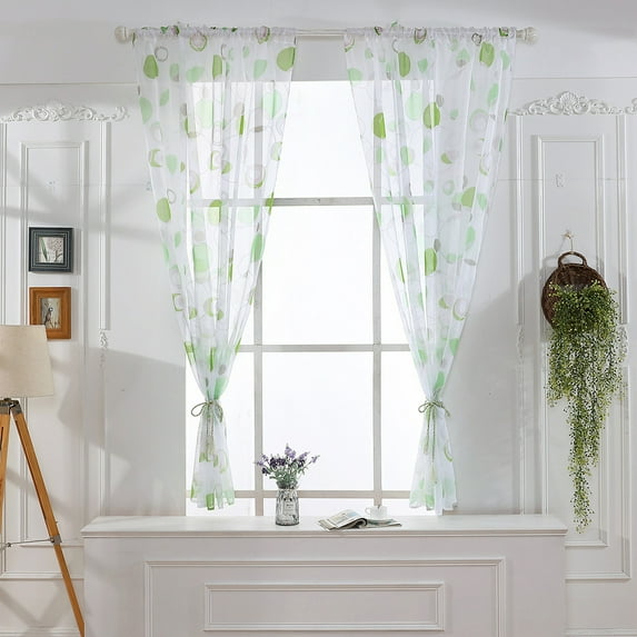 Leaves Embroidered Sheer Voile Curtain Panel, 52x40 Inches Rod Pocket Light Filtering Valance, Washable Modern Window Drape for Bedroom Living Room Kitchen, Set of 3 Panel