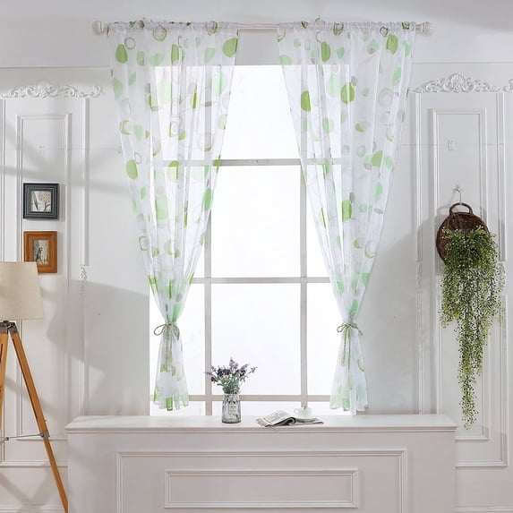 Leaves Embroidered Sheer Voile Curtain Panel, 52x40 Inches Rod Pocket Light Filtering Valance, Washable Modern Window Drape for Bedroom Living Room Kitchen, Set of 1 Panel