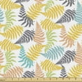 thumbnail image 1 of Leaves Fabric by the Yard, Botanical Tropical Plants Motifs Botany Symbols Pattern on Plain Backdrop, Decorative Upholstery Fabric for Sofas and Home Accents, White and Multicolor by Ambesonne, 1 of 5