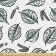 thumbnail image 1 of Ambesonne Leaves Fabric by the Yard Upholstery, Birch Detail Sketch Foliage, 1 Yard, White and Charcoal Grey, 1 of 5