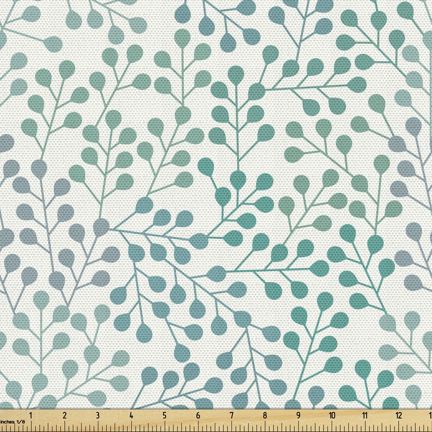 Ambesonne Leaves Fabric by the Yard Upholstery, Flowery Branches Buds