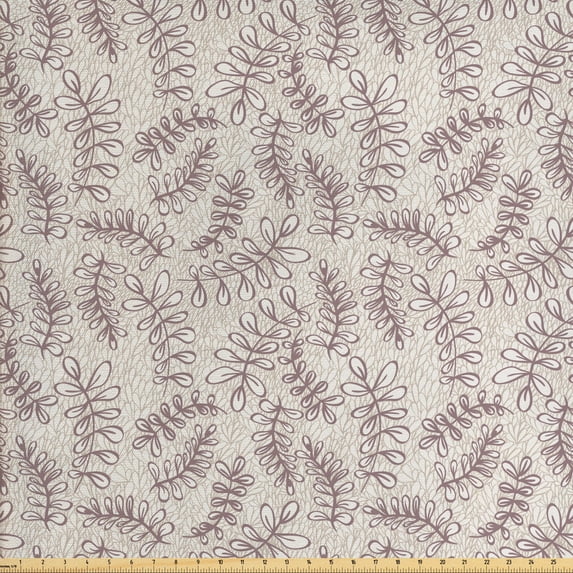 Ambesonne Leaves Fabric by the Yard Upholstery, Sketch Style Foliage, 10 Yards, Taupe Beige