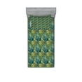 thumbnail image 1 of Leaves Fitted Sheet & Pillow Sham Set, Tropical Hawaiian Rainforest Palm and Monstera, Decorative Printed 4 Piece Bedding Decor Set, Twinxl, Olive Green Dark Teal, by Ambesonne, 1 of 3