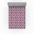 thumbnail image 1 of Leaves Fitted Sheet, Simple Jungle Leaf Pattern Botanical Hawaiian Flora Aloha Boho Nature Print, Decorative Soft Bedding All-round Elastic Pocket, King Size, Plum and White, by Ambesonne, 1 of 5