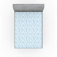 thumbnail image 1 of Leaves Fitted Sheet, Simple Jungle Leaf Pattern Botanical Hawaiian Flora Aloha Boho Nature Print, Decorative Soft Bedding All-round Elastic Pocket, Queen Size, Pale Sky Blue White, by Ambesonne, 1 of 5