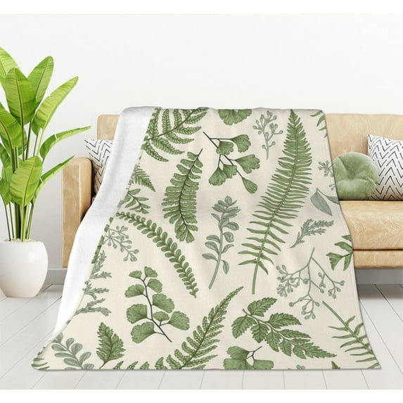 Leaves Flannel Fleece Bed Blanket 40 x 50 inch Floral Pattern in Vintage style Throw Blanket Lightweight Cozy Plush Blanket for Bedroom Living Rooms Sofa Couch