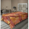 thumbnail image 1 of Leaves Flat Sheet, Highly Detailed Artwork Pattern with Leaf Motifs in Warm Colors, Soft Comfortable Top Sheet Decorative Bedding 1 Piece, 6 Sizes, Vermilion Orange, by Ambesonne, 1 of 1