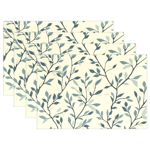 Leaves Full 12×18 inch Placemats Heat Resistant Washable Foldable Rectangular Placemats Set Decoration Indoor Outdoor for Kitchen Dining Table 4PCs
