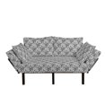 thumbnail image 1 of Leaves Futon Couch, Bold Outline Petals Sketchy Pencil Drawings Botanical Gloomy Floral Dark, Daybed with Metal Frame Upholstered Sofa for Living Dorm, Loveseat, Dark Grey and White, by Ambesonne, 1 of 4