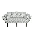 thumbnail image 1 of Leaves Futon Couch, Greyscale Composition of Foliage Pattern Striped Background Abstract Design, Daybed with Metal Frame Upholstered Sofa for Living Dorm, Loveseat, Grey and Pale Grey, by Ambesonne, 1 of 4