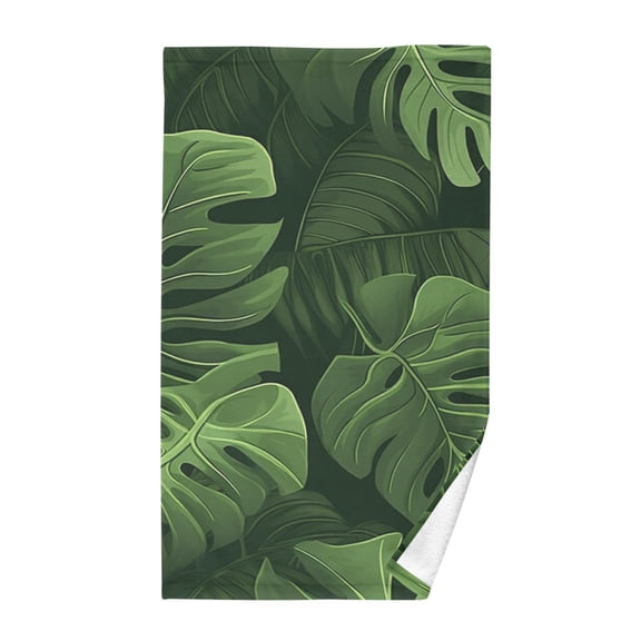 Leaves Green Hand Towel Bath Towels Face Towels Cotton Absorbent for Home Hotel Spa Swimming Yoga Sports