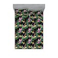 thumbnail image 1 of Leaves Greenery Fitted Sheet & Pillow Sham Set, Dreamy Jungle Boho with Tropical Flower and Leaf Pattern Art, Decorative Printed 3 Piece Bedding Decor, King, Jade Green Charcoal Grey, by Ambesonne, 1 of 1