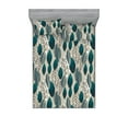 thumbnail image 1 of Leaves Greenery Fitted Sheet & Pillow Sham Set, Simple Design Leafy Pattern with Polka Dots Ornaments Fall Art, Decorative Printed 3 Piece Bedding Decor, Full, Petrol Blue Pale Khaki, by Ambesonne, 1 of 2