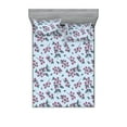 thumbnail image 1 of Leaves Greenery Fitted Sheet & Pillow Sham Set, Tropical Inspiration Leafy Branches with Berry Pattern Botany Art, Decorative Printed 3 Piece Bedding Decor, Calking, Pale Blue Dried Rose, by Ambesonne, 1 of 2