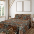 thumbnail image 1 of Ambesonne Leaves Greenery Fitted & Flat Sheet with Shams 4 Pcs Set, Abstract Branches, King, Dark Seafoam Maroon, 1 of 1