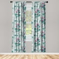 thumbnail image 1 of Leaves Greenery Window Curtains, Tropical Inspirations Peony Flowers Pattern with Petals Bohemian, Lightweight Decor 2-Panel Set with Rod Pocket, Pair of - 28"x63", Jade Green Hot Pink, by Ambesonne, 1 of 3