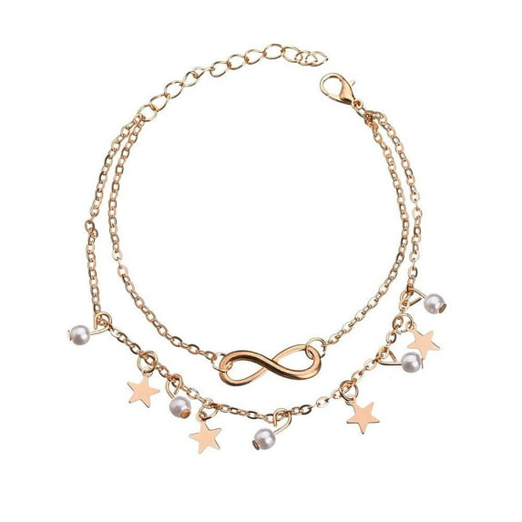 Leaves & Heart Anklet Foot Chain Boho Beach Beads Silver plated I3F9