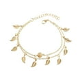 thumbnail image 1 of Leaves & Heart Anklet Foot Chain Boho Beach Beads Silver plated Z1L0, 1 of 1