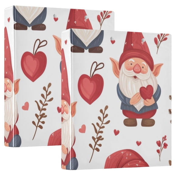 Leaves Hearts Gnomes 3 Ring Binders 1.5 inch Hardcover File Folders with Interior Pockets A4 Size Organizer for School Office Hospital