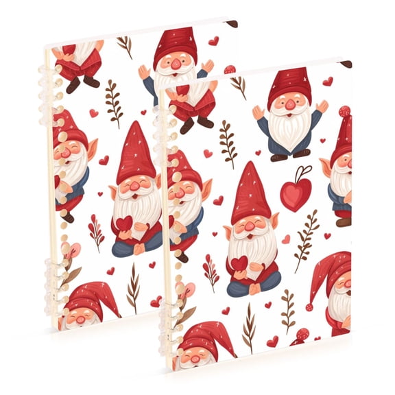 Leaves Hearts Gnomes Ring Binder Notebook Journey Note Diary College Ruled Spiral Notebook Study Loose Leaf Paper A5 60 Pages