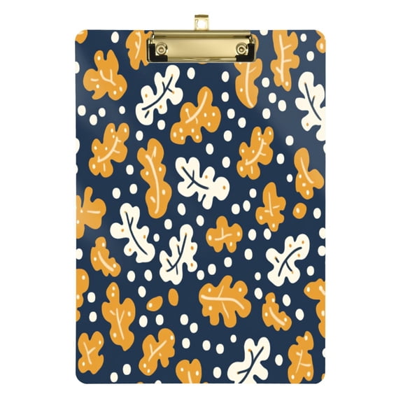 Leaves Icons Pattern 12.5x9in Clipboard, Durable Acrylic with Metal Clip and Wall Hook for Office or Classroom