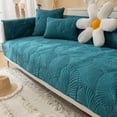 thumbnail image 1 of Leaves Jacquard Sofa Cover Nordic Thicken Plush Lounge Corner L Shape Sofa Towel Cover Non-Slip Couch Protector for Living Room (A1 green,110x240cm 1pc), 1 of 7