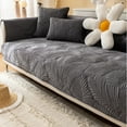 thumbnail image 1 of Leaves Jacquard Sofa Cover Nordic Thicken Plush Lounge Corner L Shape Sofa Towel Cover Non-Slip Couch Protector for Living Room (A5 dark grey,110x240cm 1pc), 1 of 7