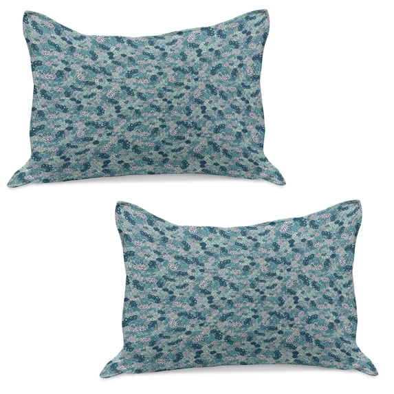 Leaves Knitted Quilt Pillowcover Set of 2, Flourishing Beauty Spring Summer Branches Digital Pattern, Standard Queen Pillow Sham Bedroom, 30" x 20", Pale Mauve Dark Teal, by Ambesonne